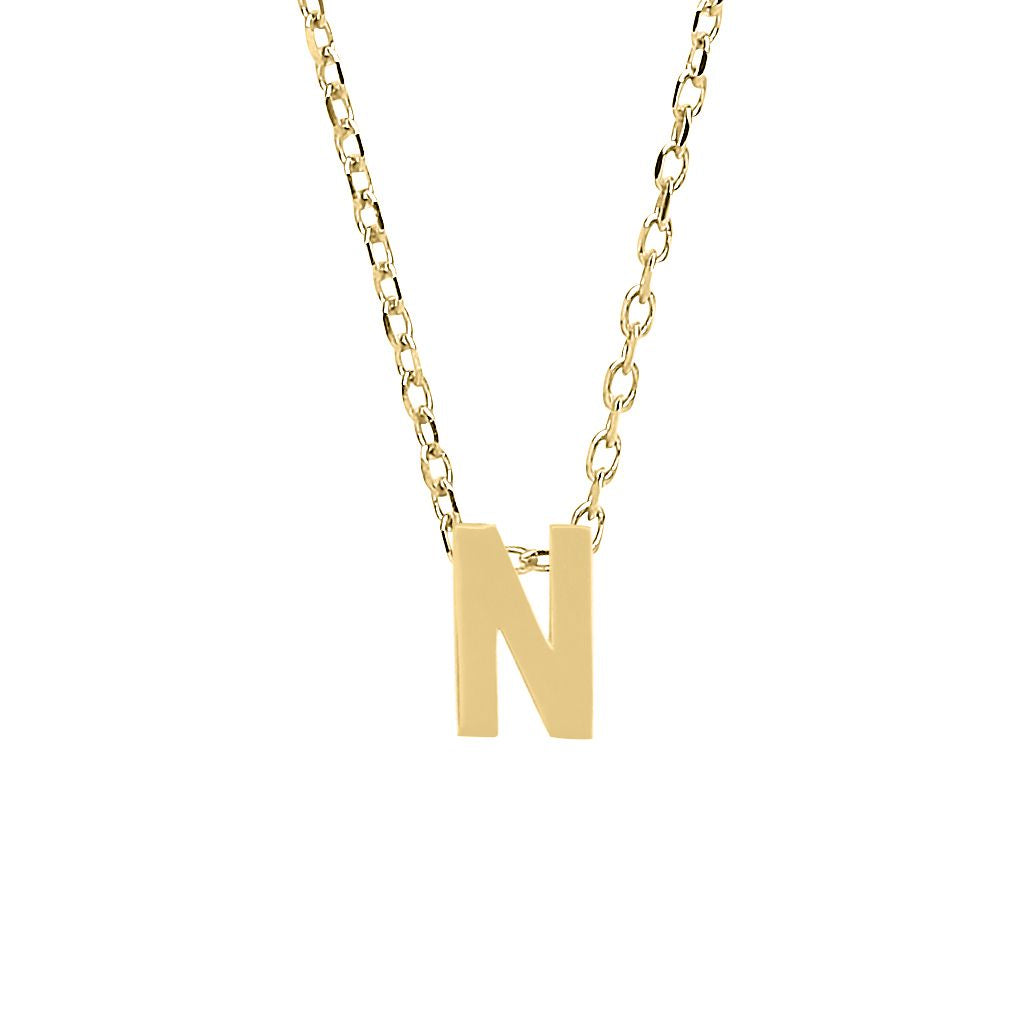 9ct Gold  Letter N Initial Pendant Necklace 17 inch 43cm - G9P6032N