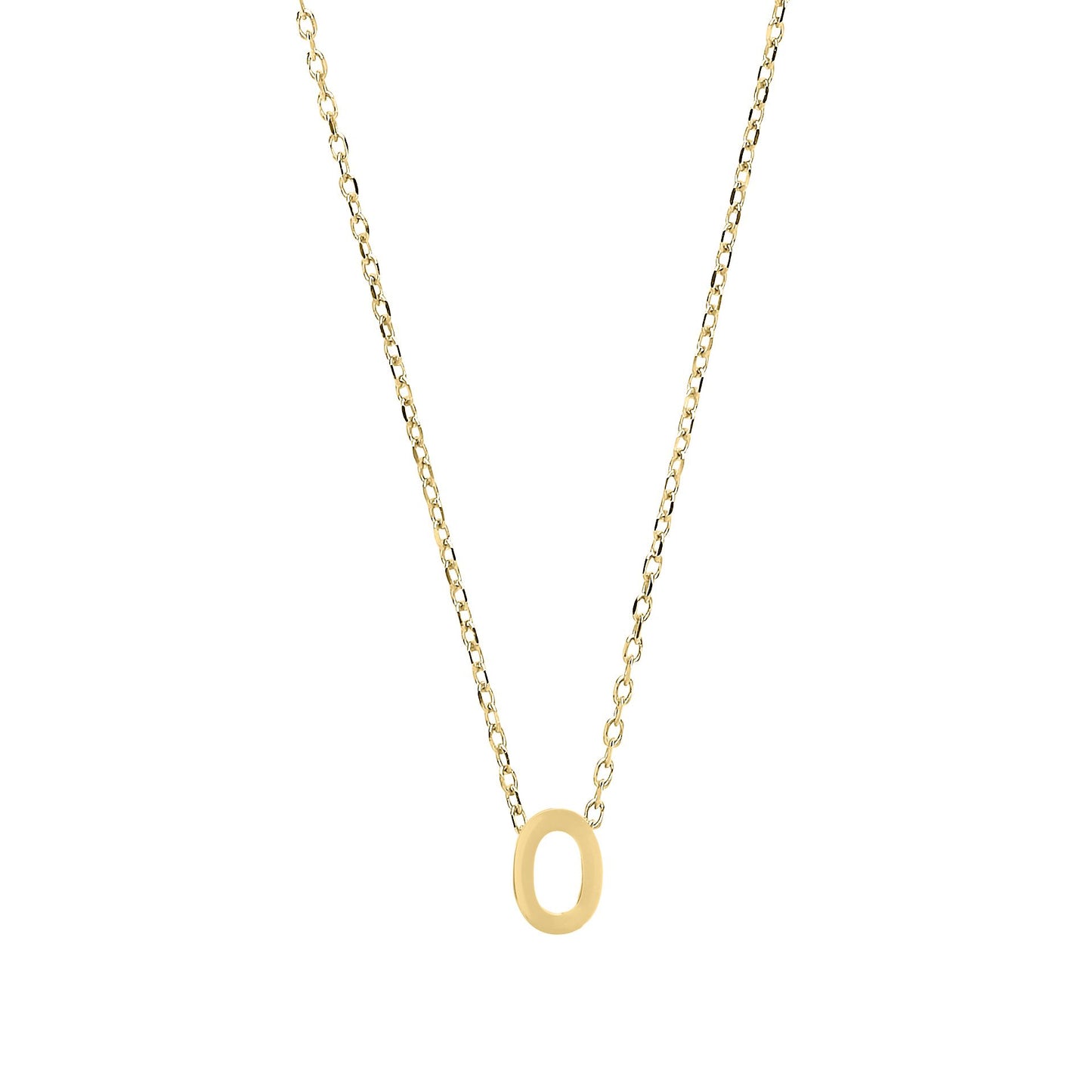 9ct Gold  Letter O Initial Pendant Necklace 17 inch 43cm - G9P6032O