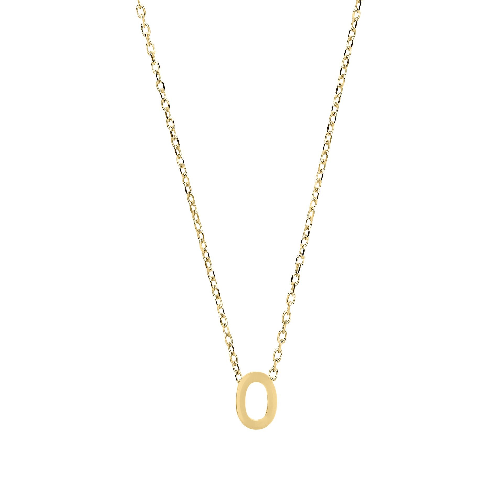 9ct Gold  Letter O Initial Pendant Necklace 17 inch 43cm - G9P6032O