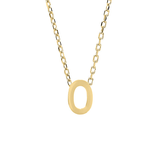 9ct Gold  Letter O Initial Pendant Necklace 17 inch 43cm - G9P6032O