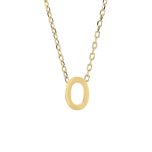 9ct Gold  Letter O Initial Pendant Necklace 17 inch 43cm - G9P6032O