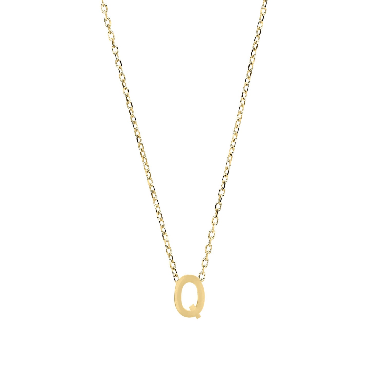 9ct Gold  Letter Q Initial Pendant Necklace 17 inch 43cm - G9P6032Q