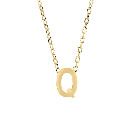 9ct Gold  Letter Q Initial Pendant Necklace 17 inch 43cm - G9P6032Q