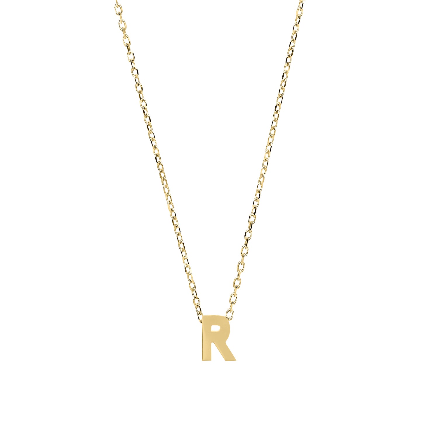 9ct Gold  Letter R Initial Pendant Necklace 17 inch 43cm - G9P6032R