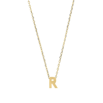 9ct Gold  Letter R Initial Pendant Necklace 17 inch 43cm - G9P6032R