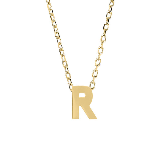 9ct Gold  Letter R Initial Pendant Necklace 17 inch 43cm - G9P6032R