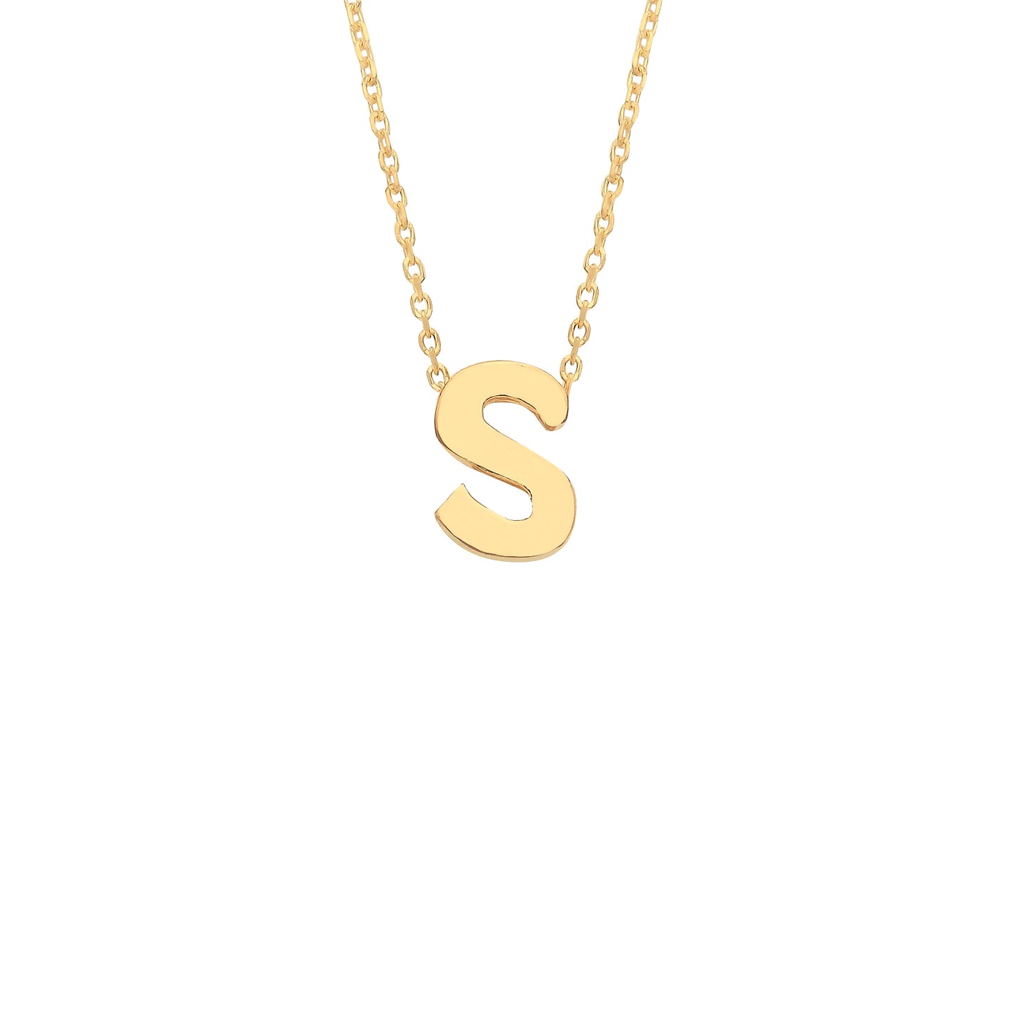 9ct Gold  Letter S Initial Pendant Necklace 17 inch 43cm - G9P6032S