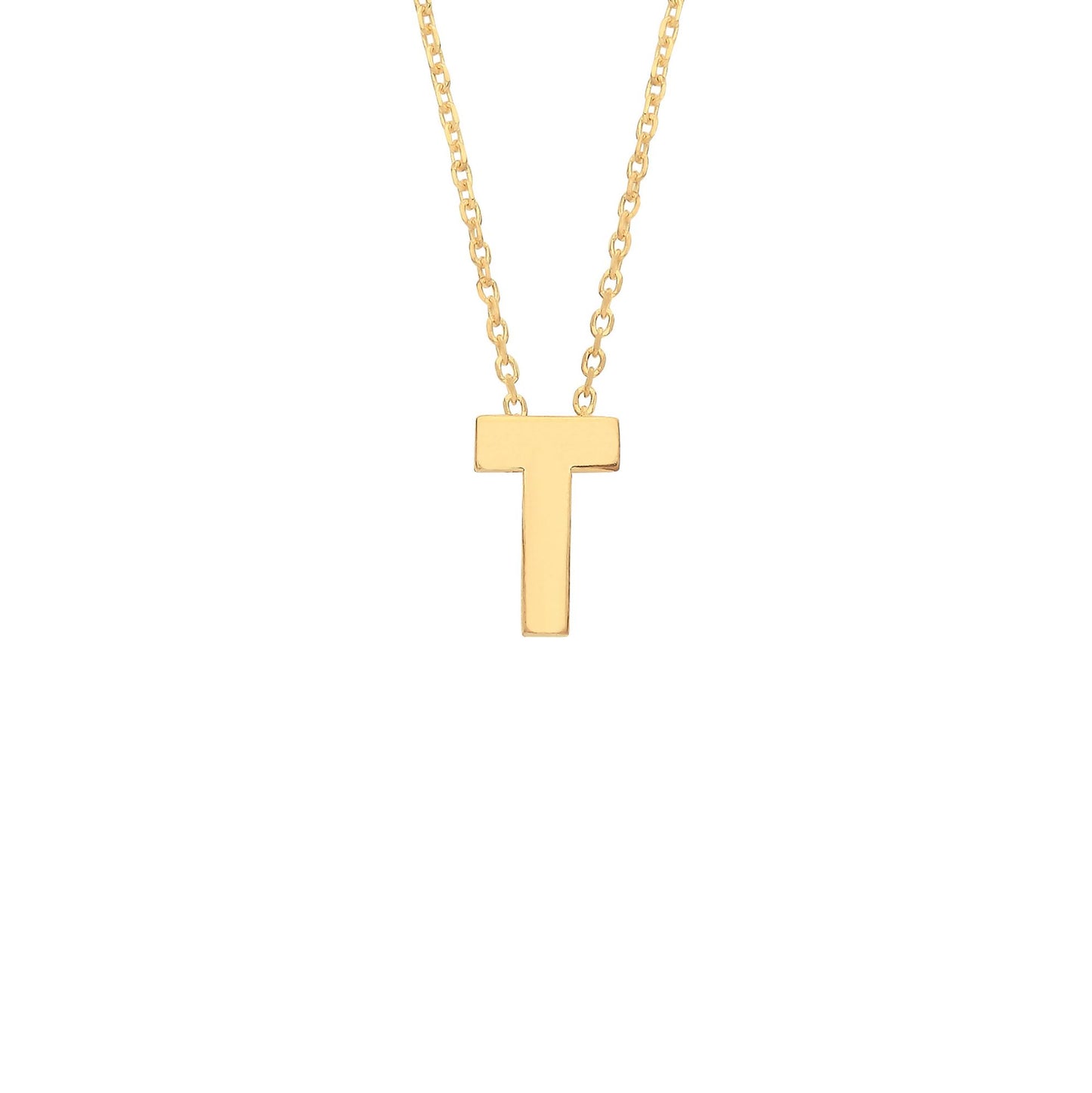 9ct Gold  Letter T Initial Pendant Necklace 17 inch 43cm - G9P6032T