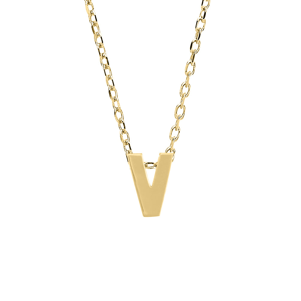 9ct Gold  Letter V Initial Pendant Necklace 17 inch 43cm - G9P6032V