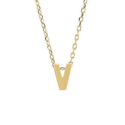 9ct Gold  Letter V Initial Pendant Necklace 17 inch 43cm - G9P6032V