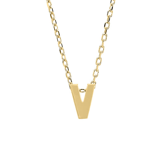9ct Gold  Letter V Initial Pendant Necklace 17 inch 43cm - G9P6032V