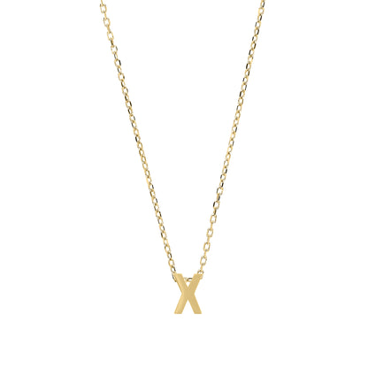 9ct Gold  Letter X Initial Pendant Necklace 17 inch 43cm - G9P6032X