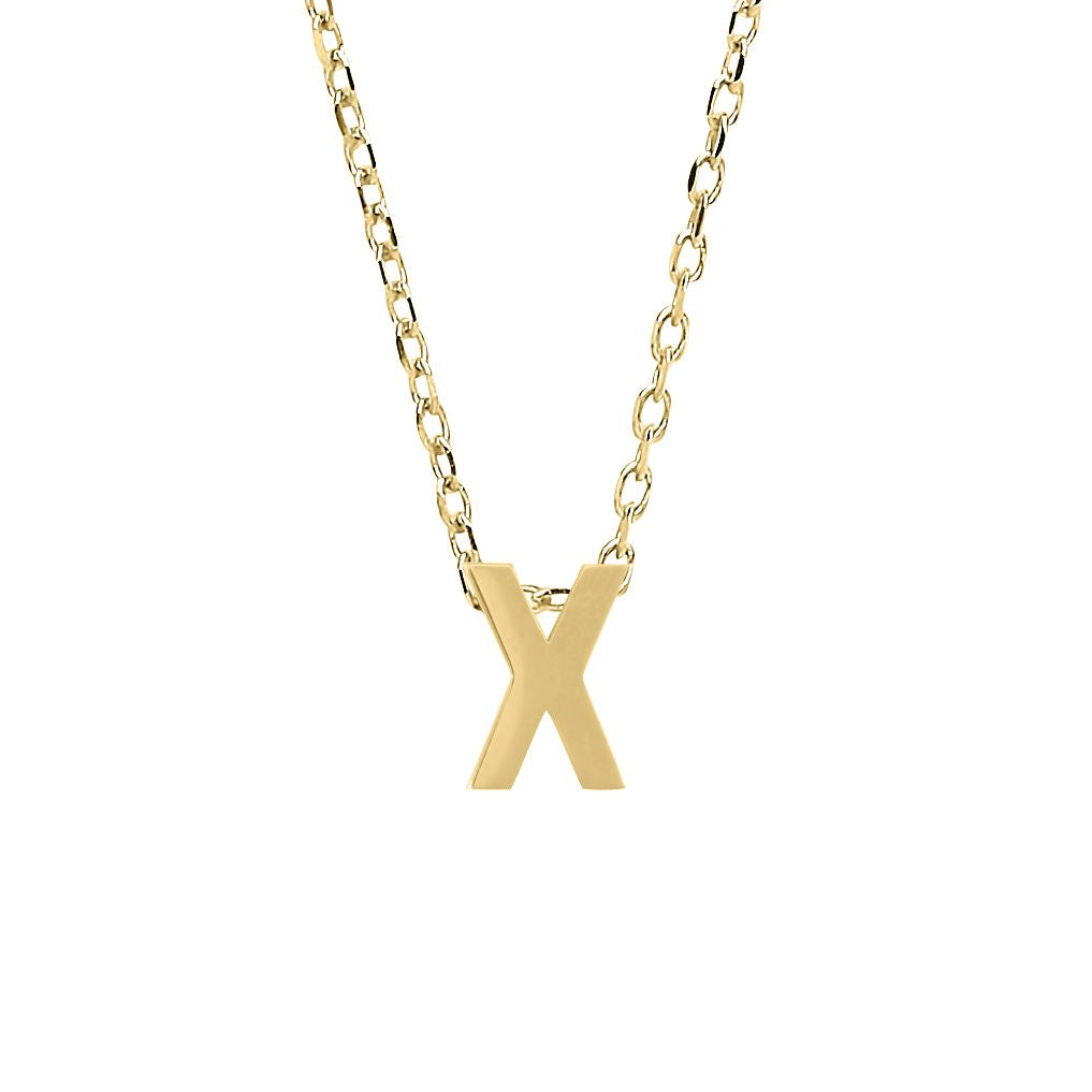 9ct Gold  Letter X Initial Pendant Necklace 17 inch 43cm - G9P6032X