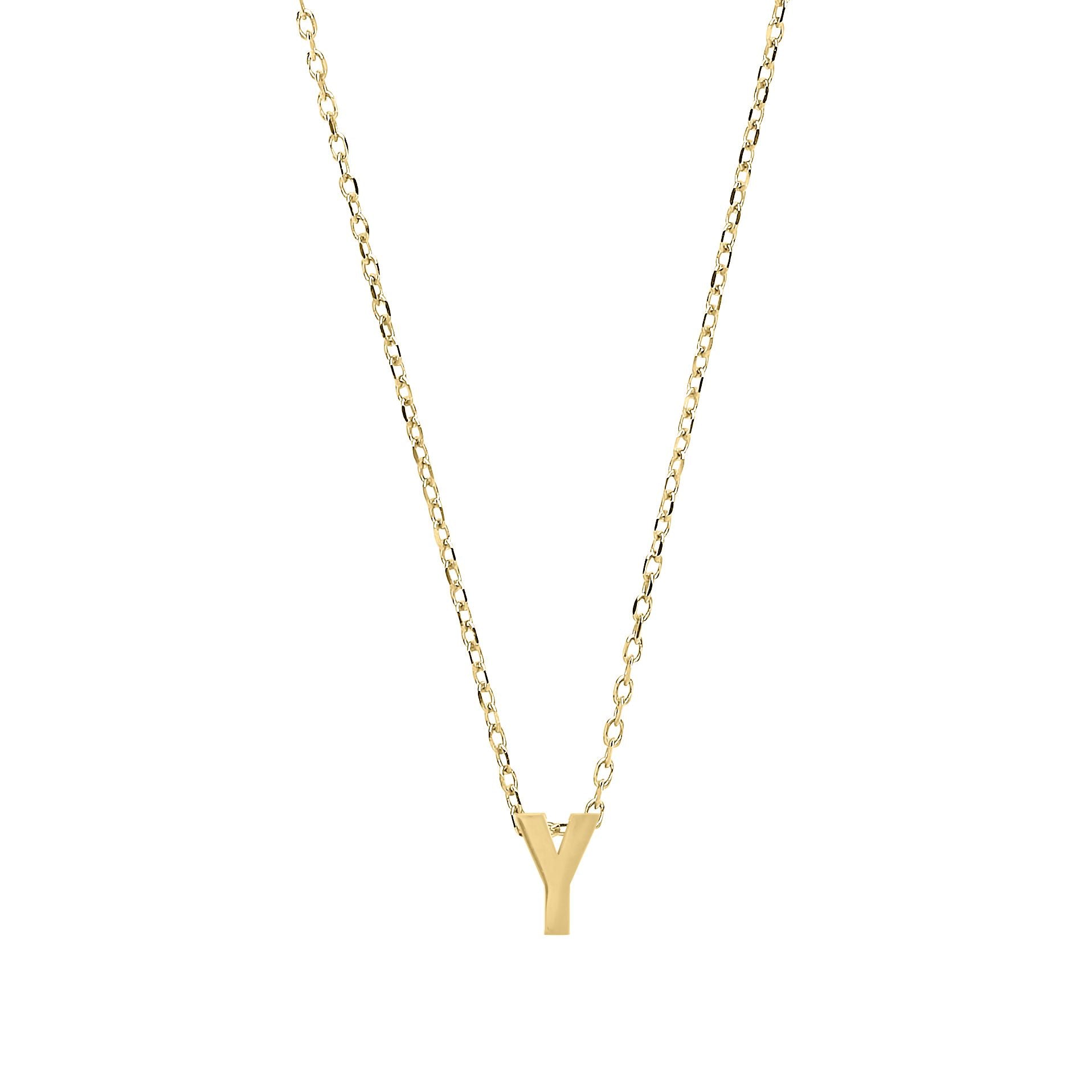 9ct Gold  Letter Y Initial Pendant Necklace 17 inch 43cm - G9P6032Y