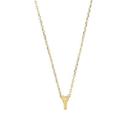 9ct Gold  Letter Y Initial Pendant Necklace 17 inch 43cm - G9P6032Y