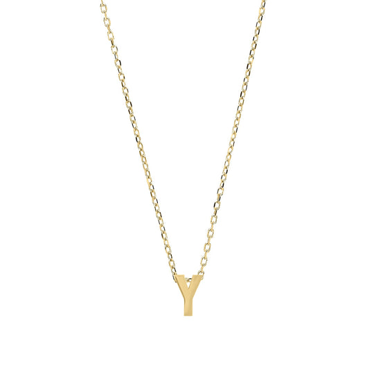 9ct Gold  Letter Y Initial Pendant Necklace 17 inch 43cm - G9P6032Y