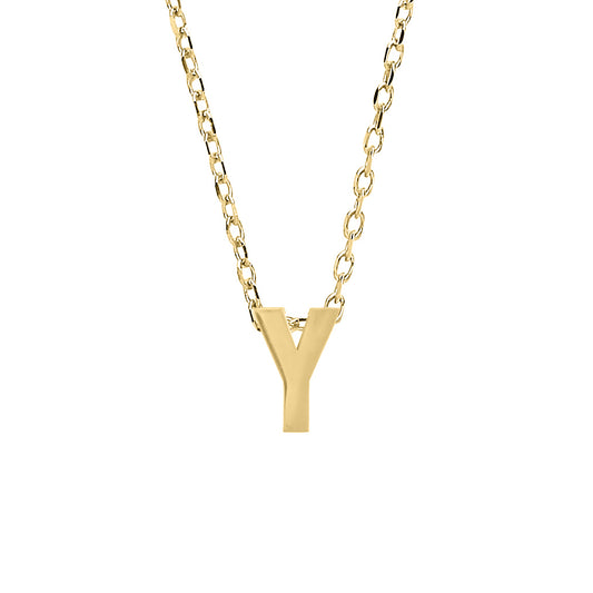 9ct Gold  Letter Y Initial Pendant Necklace 17 inch 43cm - G9P6032Y