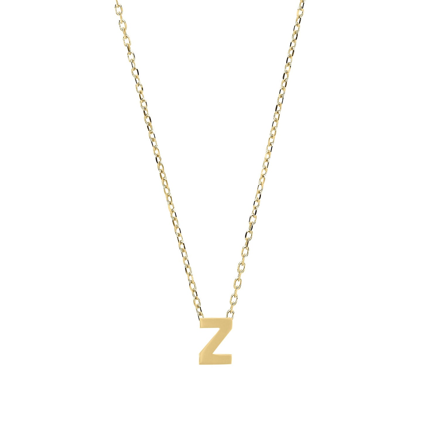9ct Gold  Letter Z Initial Pendant Necklace 17 inch 43cm - G9P6032Z