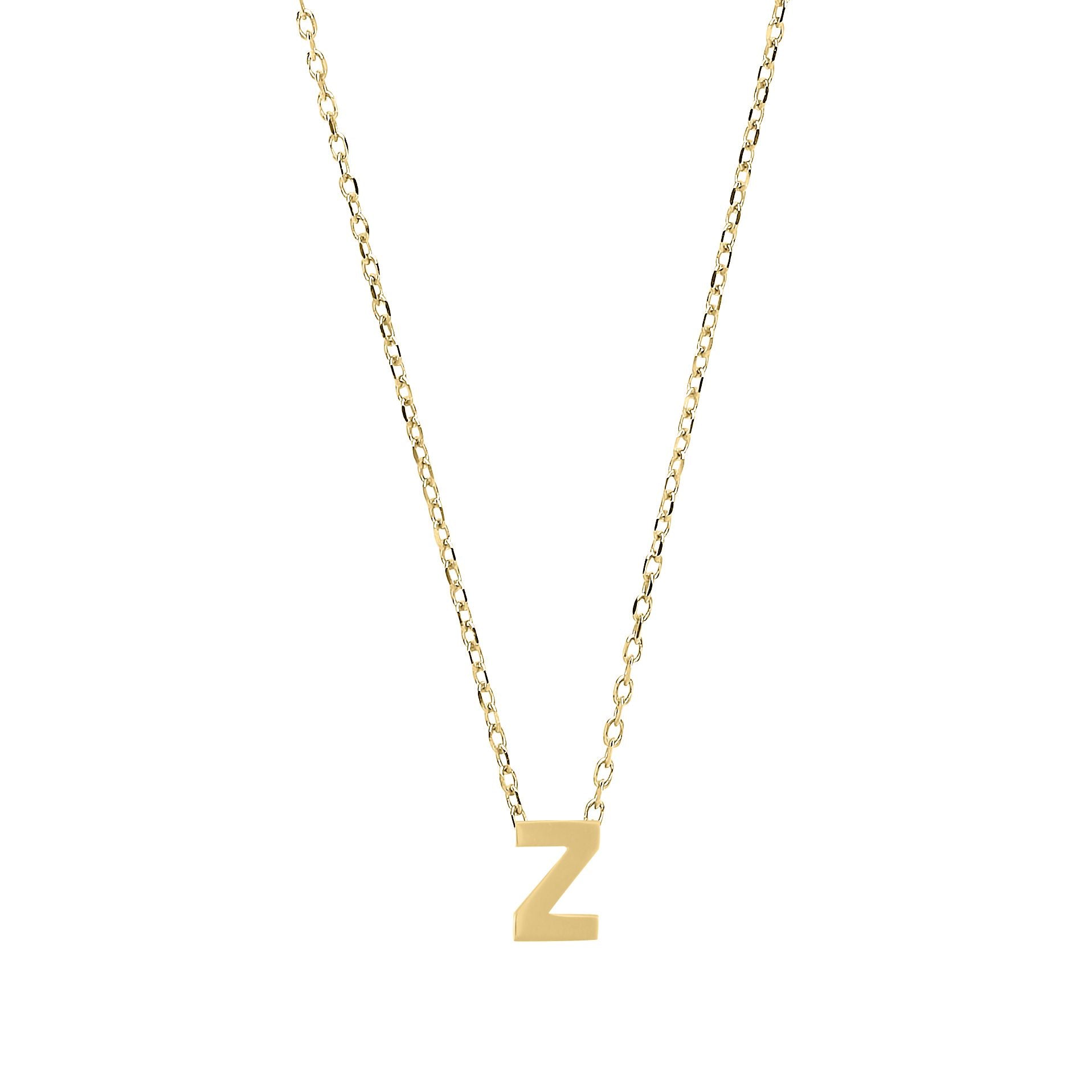9ct Gold  Letter Z Initial Pendant Necklace 17 inch 43cm - G9P6032Z