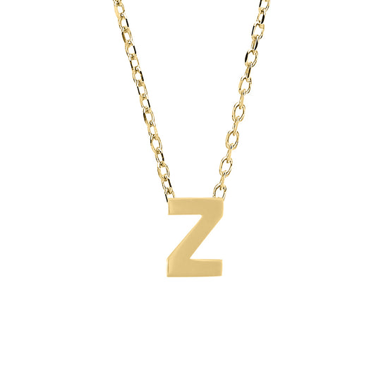 9ct Gold  Letter Z Initial Pendant Necklace 17 inch 43cm - G9P6032Z