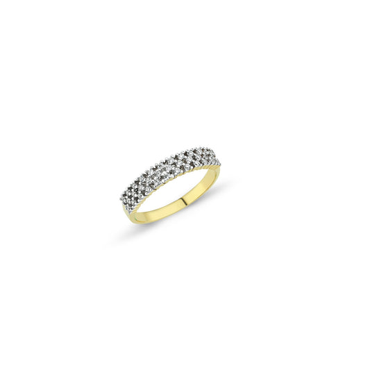 2-Colour 9ct Gold  CZ 3 Row Cluster Eternity Ring - G9R0030