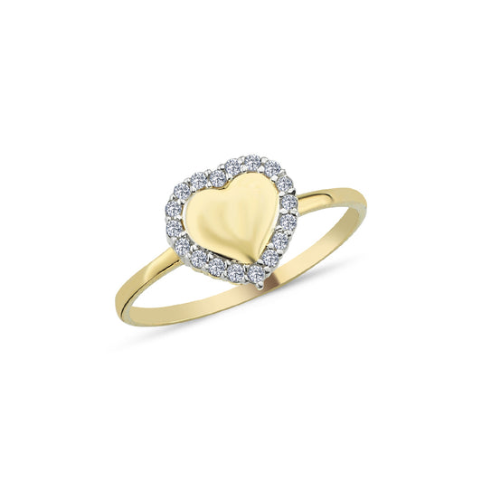 2-Colour 9ct Gold  CZ Love Heart Halo Cluster Ring - G9R0032