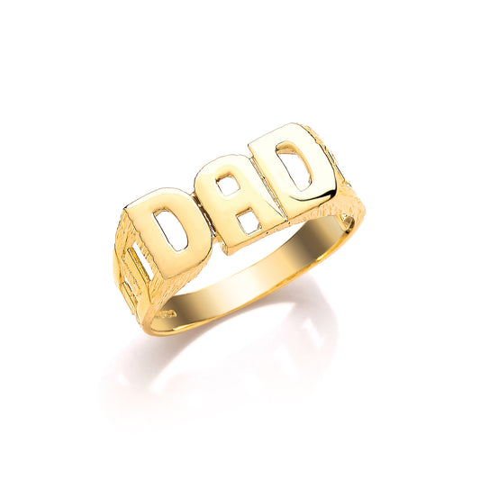 Mens 9ct Gold  Curb Link DAD Signet Ring - G9R8800