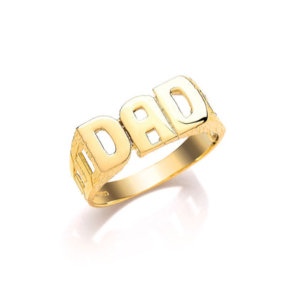 Mens 9ct Gold  Curb Link DAD Signet Ring - G9R8800