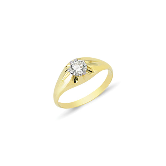 Mens 9ct Gold Ring Solitaire Ring - G9R8802