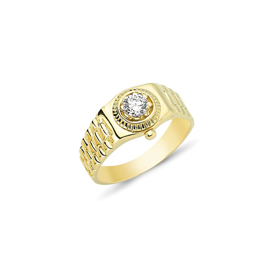 Mens 9ct Gold Ring Solitaire Ring - G9R8806
