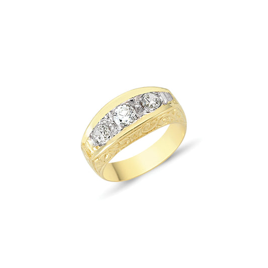 Mens 9ct Gold Ring Trilogy Ring - G9R8809