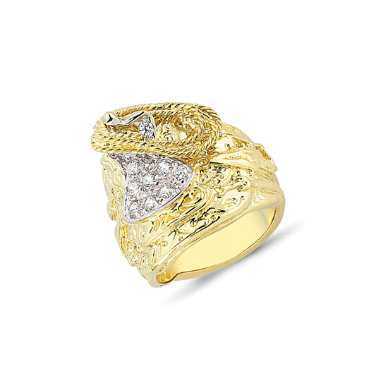 Mens 9ct Gold Ring Saddle Ring - G9R8822