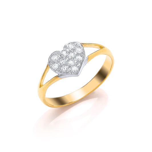 9ct Gold Ring CZ Heart Ring - G9R9006