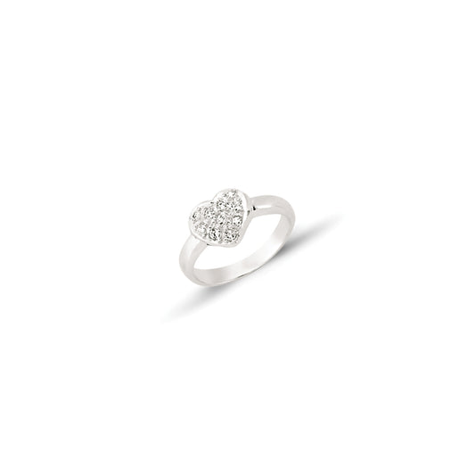 Kids 9ct Gold  Love Heart Pave Cluster Signet Ring - G9R9011W