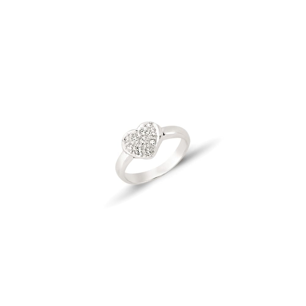 Kids 9ct Gold  CZ Love Heart Pave Cluster Signet Ring - G9R9011W