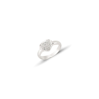 Kids 9ct Gold  CZ Love Heart Pave Cluster Signet Ring - G9R9011W
