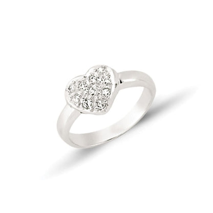 Kids 9ct Gold  CZ Love Heart Pave Cluster Signet Ring - G9R9011W