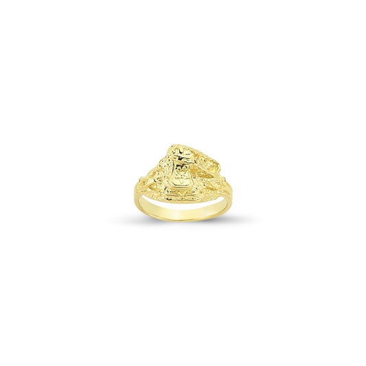 Kids 9ct Gold  Carved Horse Saddle Ring - G9R9013