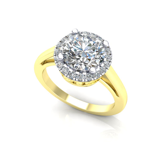 2-Colour 9ct Gold  CZ Filigree Gallery Halo Engagement Ring - G9R9034