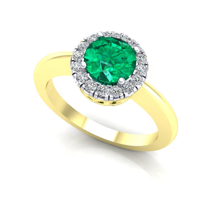 2-Colour 9ct Gold  Green CZ Filigree Gallery Halo Engagement Ring - G9R9035EM