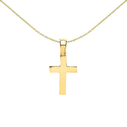 9ct Gold  Small Elegant Plain Polished Religious Cross Pendant - G9X0003