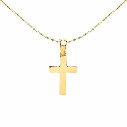 9ct Gold  Small Elegant Plain Polished Religious Cross Pendant - G9X0003