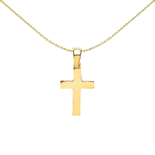 9ct Gold  Small Elegant Plain Polished Religious Cross Pendant - G9X0003