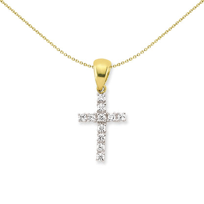 9ct Gold  Eternity Cluster Religious Cross Pendant - G9X0007