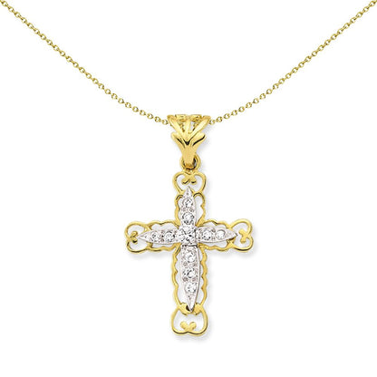 9ct Gold  Filigree CZ Cross Cross - G9X0009