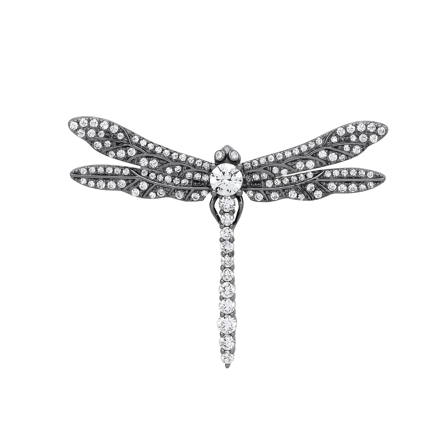 Silver  CZ Dragonfly Pin Brooch - GBRCH002