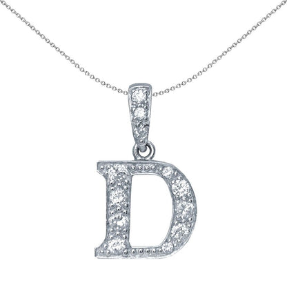 Sterling Silver  CZ Letter D Initial Identity ID Personal Pendant - GIN2-D