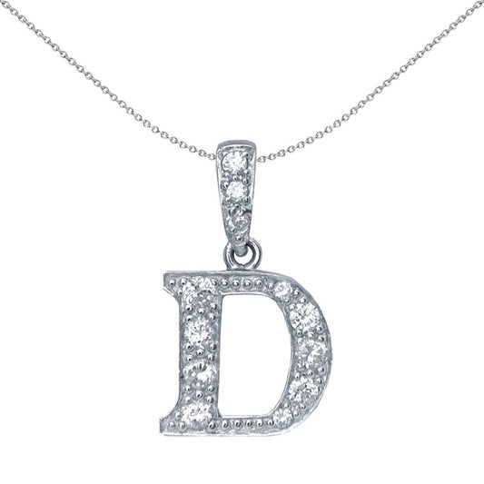 Sterling Silver  CZ Letter D Initial Identity ID Personal Pendant - GIN2-D
