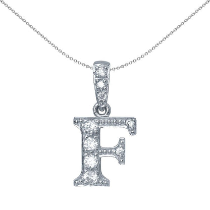 Sterling Silver  CZ Letter F Initial Identity ID Personal Pendant - GIN2-F