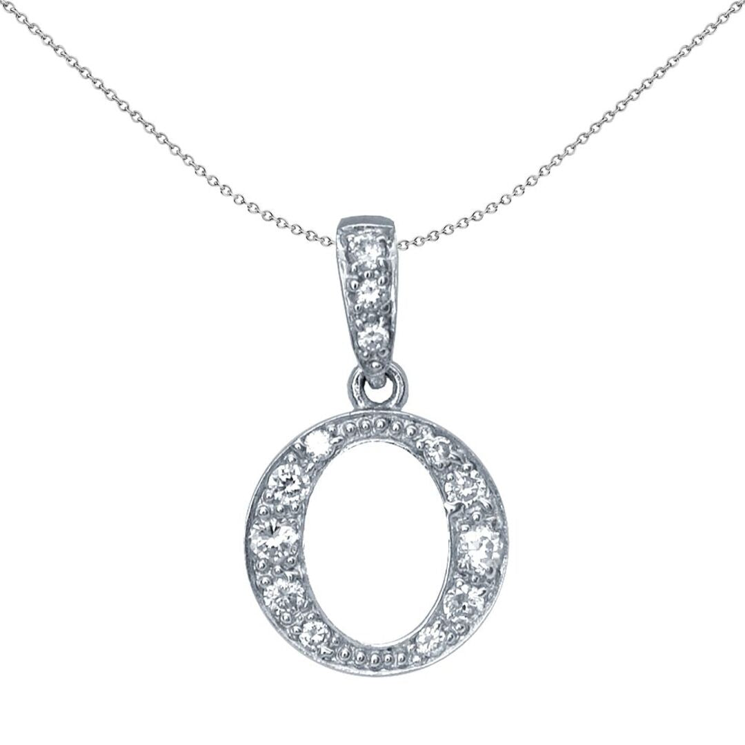 Sterling Silver  CZ Letter O Initial Identity ID Personal Pendant - GIN2-O